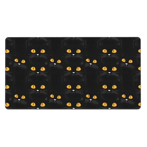 Grand tapis de souris de jeu chat noir avec bords cousus pour clavier PC