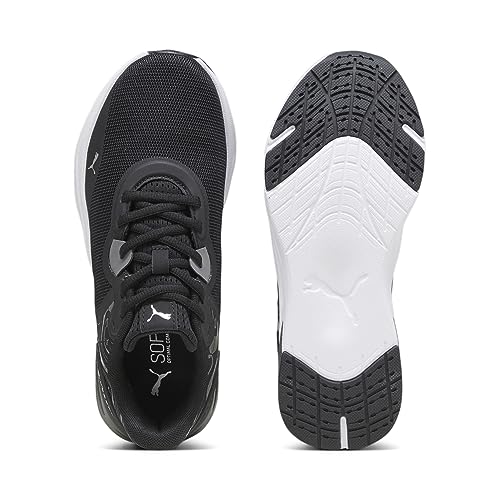 PUMA PUMA Women's Road Running Shoe, Black White Silver, 9