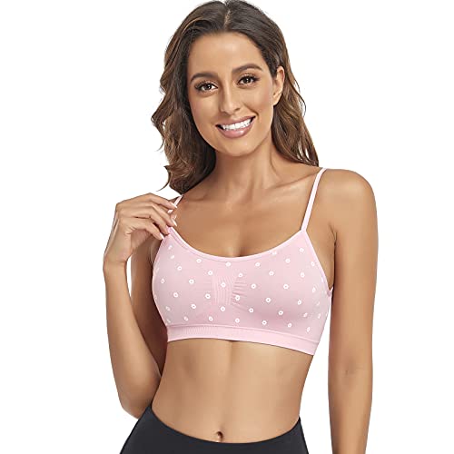 Image of Litthing Bralettes Padded for Women Cami Strap Bra Seamless Sportsbra Wireless Comfort Yoga Lightly T-Shirt Tank Tops