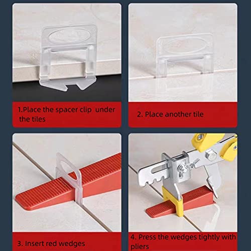 Tile Leveling System 1/8'' Tile Tools, 800Pcs Tile Leveler Spacers Clips, 200Pcs Reusable Wedges And 1Pc Tile Pliers For Wall Floor Tile Adjustment Installation #TOP3