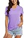 MAGCOMSEN Women's Layering Shirts Swim Shirts Workout Shirts Hiking Tops Short Sleeve Shirts for Women Quick Dry Shirt Light Purple M