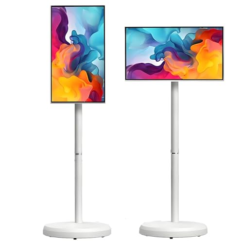 VsyPtyc Televisor portátil Inteligente con Ruedas de 21,5', Pantalla táctil UHD, Android 12, batería integrada de 4-6 Horas, Pantalla táctil 1080P, Ideal para el hogar y el Exterior 8+128G