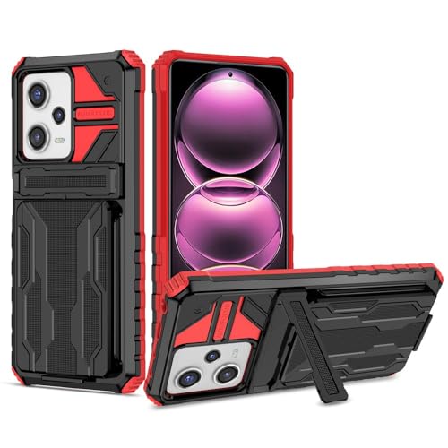 Coque Xiaomi Redmi Note 10 5G antichoc silicone rigide avec porte-carte noir rouge protection
