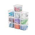 IRIS USA Vertical Plastic Flip Top Storage Containers Bins with Lids for Pantry, Home, Office, Organization, Small, Stackable Hinged Organizer with Latches, Clear, 10 Pack
