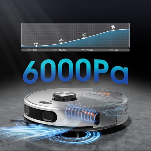 Robot Vacuum and Mop Combo, 3-in-1 Robotic Vacuums Cleaner with 70-Day Self-Emptying Base, LiDAR Navigation Smart Mapping & Strong 6000Pa Suction, for Pet Hair, Hard Floor, Carpet - Image 4