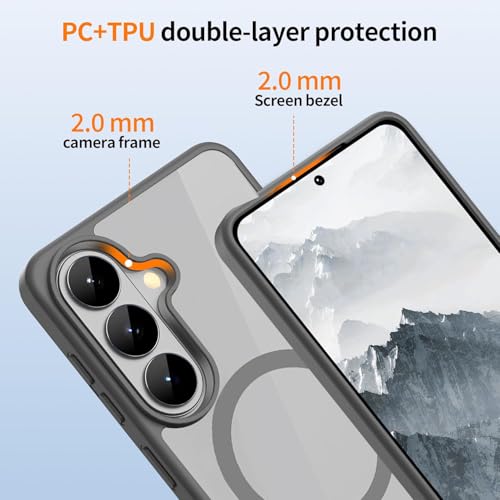 Image of DIZORO Compatible with Samsung S26 Plus 5g Case,Compatible with MagSafe, Non Yellow Military-Grade Drop Protection & Hard PC Back Cover Slim Transparent Anti-Scratch Shockproof Phone Case (Titanium)