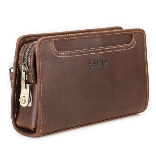 CONTACTS Full Grain Leather Clutch Bag for Men with Lock Anti Theft Clutch Wallet Large Travel Purse with Wristlet Phone Purse