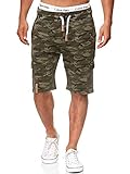 Indicode Herren White Rock Cargo Sweatshorts m. 5 Taschen | Kurze Hose Cargo Shorts Army XXL