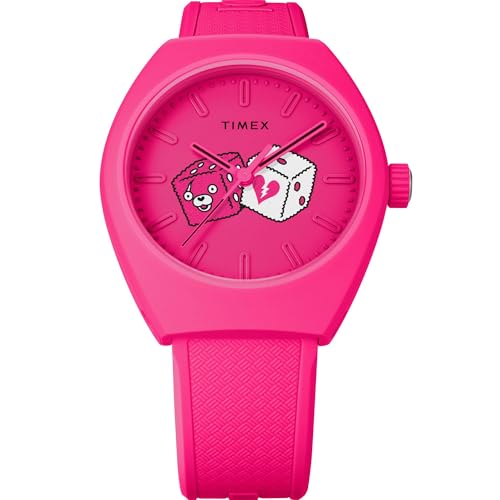 Image of TIMEX Urban Pop X Fortnite Analog Watch for man with Pink Tonneau Dial & Pink Polyurethane Strap Band Water Resistant Men's Wrist Watches - TW2W96800X6
