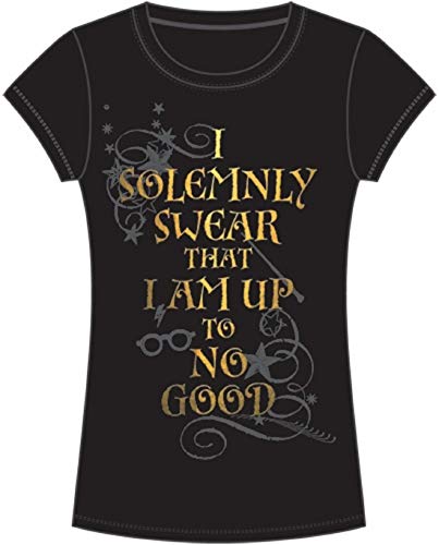 Disney Adult Junior Fashion Top Harry Potter Solemnly Swear Black (X-Large)