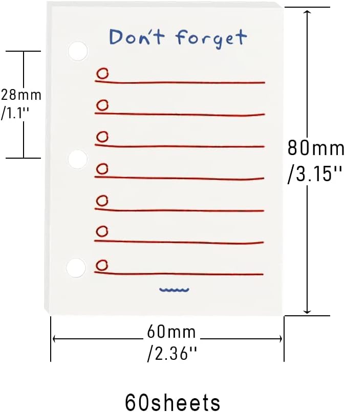 3 Pack Mini Binder Refills Paper 3 Hole Paper Planner Refill Pages for 3-Ring Loose-Leaf Notebook Binder Paper 60 Sheets Per Pack for Daily Work Supplies image 2