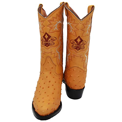 Western Shops Mens Leather Ostrich Quill Print Western Cowboy Boots4