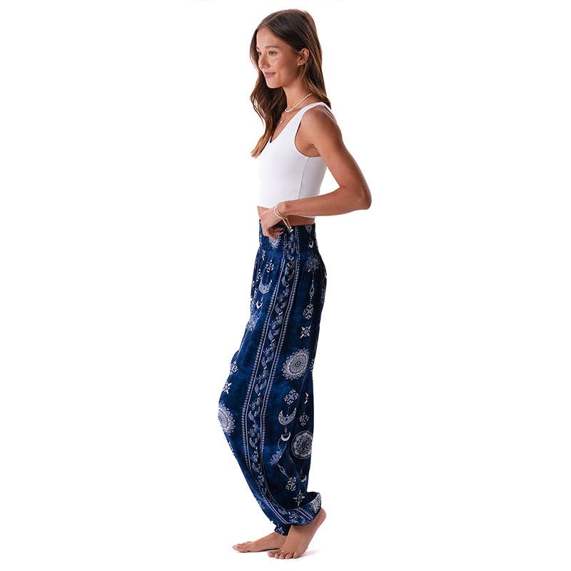 Image of Lotus and Luna Women's Harem Pants Thai Pants for Beach & Lounge High Waisted Flowy Boho Pants Genie Pants Yoga Pants