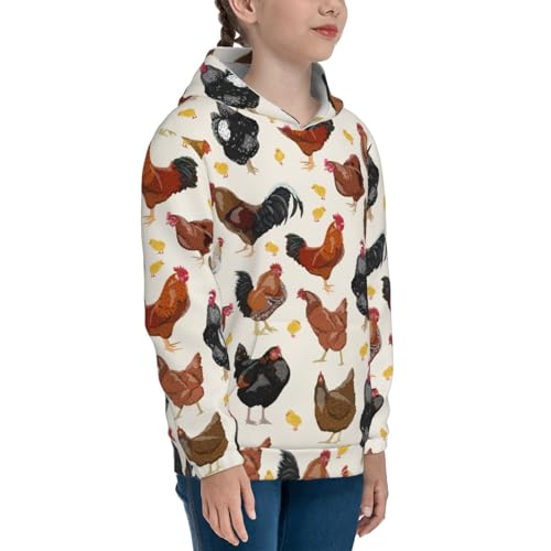 Roosters and Chickens Kids Pullover Hoodies Boys Sweatshirts Girls Athletic Clothes with Pocket3