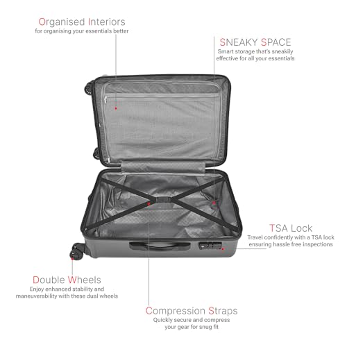 Image of Safari Ryder TSA Lock 8 Wheels 79 Cms Large Check-in Trolley Bag Hard Case Polycarbonate 360 Degree Wheeling System Luggage, Trolley Bags for Travel, Suitcase for Travel, Gun Metal