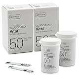 ARKRAY GLUCOCARD Vital Blood Glucose Test Strips – No Coding Required, Fast 7-Second Results, 0.5 Microliter Sample Size – Compatible with GLUCOCARD Vital Glucose Meter, 100 Count (2 Packs of 50)