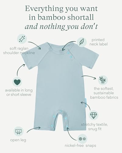 SuperSoft Short Sleeve Baby Romper, Unisex Bamboo Viscose One-piece Summer Pajamas, Boy Girl Footless Jumpsuit Snap Closure2