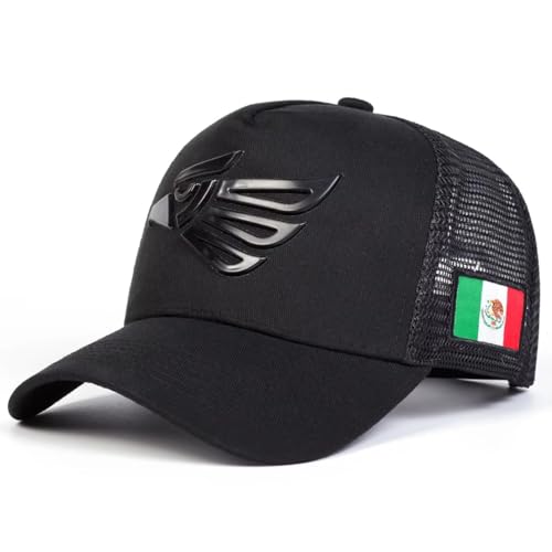Unisex Baseball Cap with Mexican Eagle Label Adjustable Mesh Net Outdoor Summer Sunscreen Hat (US Alpha Medium 1)