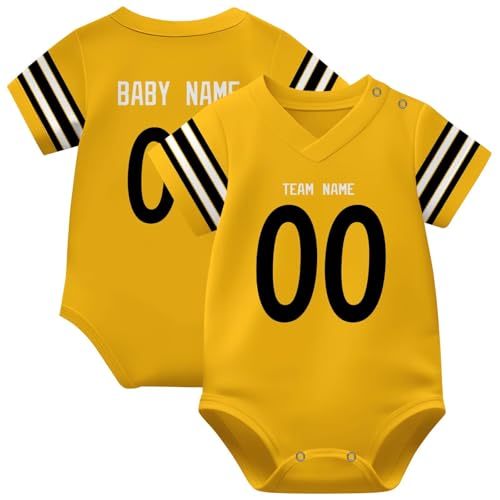 Image of KREDE Baby Clothes Unisex Bodysuit Jersey Style Custom Name Number for Baby Boys