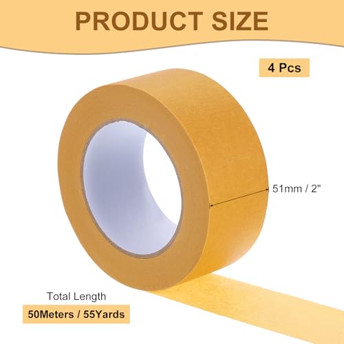 Image of Masking Tape Coffee Color Painters Tape Paper Tape [for Crafts DIY Walls Painting Packing Automotive Home Decoration Teaching]- 2 Inch x 55 Yards /4 Rolls