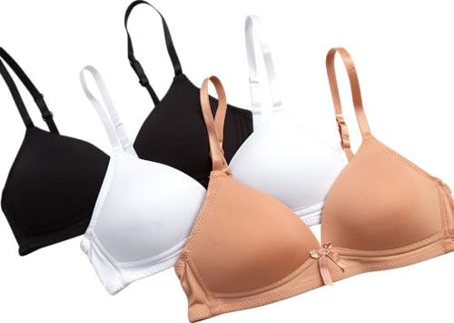 Girls Bras - 3 Pack Lightweight Wireless Microfiber Bras for Girls, Seamless Molded Everyday Bra (30A-34A)4