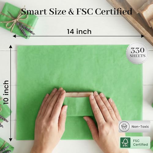 Image of Koogel 330 Sheets Green Tissue Paper, 14 X 10 inches
