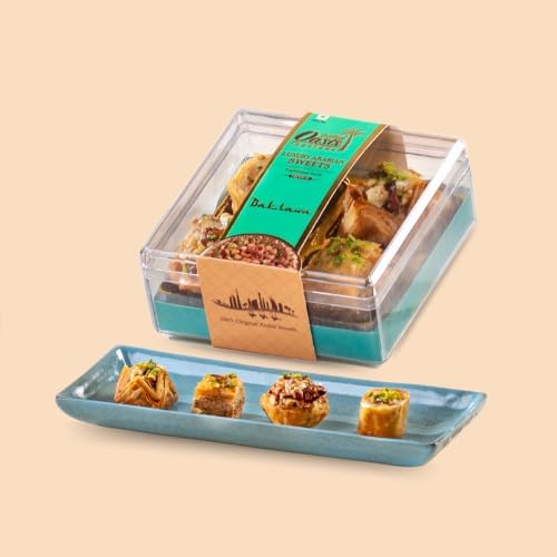Oasis Baklawa - Premium Assorted Turkish & Lebanese Sweets Baklava | Crystal Collection Box/Festive Gift Hamper for Diwali, Eid & Weddings, Corporate Gifting (4 Pcs Baklawa Box) 1