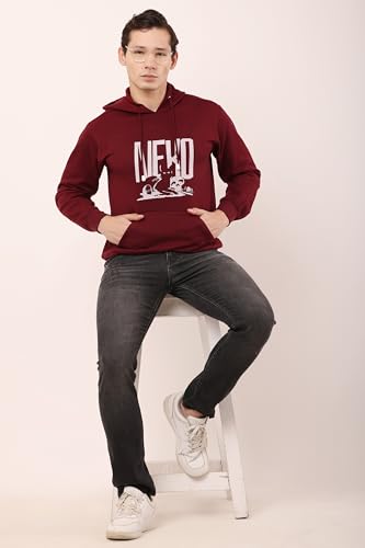 Image of GWADI'S Men's Printed Long Sleeves Fleece Hooded Neck Winter Wear Hoodie with Front Kangaroo Pocket