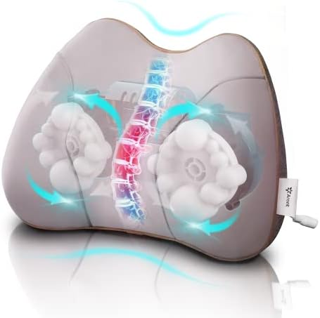 ARONT Lumbar Back Support Massage Pillow for Office Chair Cushion,Support Pillow for Car, Computer, Gaming Chair,Electric Back Massagers Deep Tissue Kneading Massager for Back Pain Relief