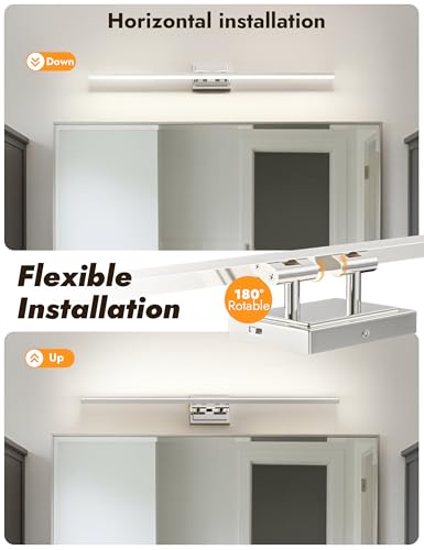 Image of NIORSUN 39.4 Inch Modern Bathroom Light Fixture, 24W 5CCT Dimmable LED Chrome Bathroom Vanity Lights Over Mirror, Vanity Lights for Bathrooms Restroom Mirror- ETL Certified
