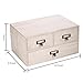 MyGift Natural Beige Wood Desktop Storage Cabinet with 3 Drawers, Small Wooden Box Organizer for Office Supplies, Sewing Kits and Accessories