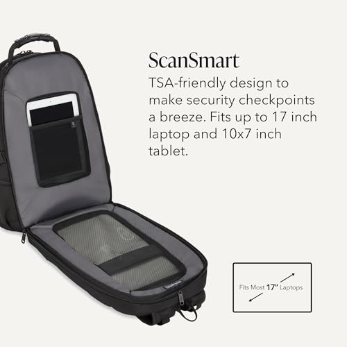 Image of SWISSGEAR 1900 ScanSmart Laptop Backpack, Fits Most 17-Inch Laptops, TSA-Friendly Lay-Flat Design, RFID Protection, and Tablet Pocket, Black, 31L, 18.5-Inch