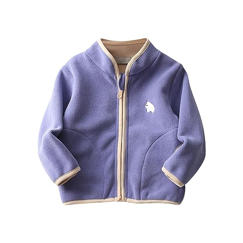 Boys Girls Polar Fleece Jacket Kids Toddler Full Zip Jacket Comfy Fleece Sweatshirt Stand Collar Fall Windproof Coat