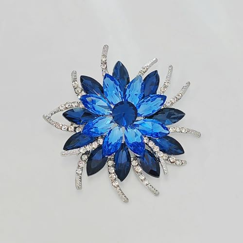 Broche fleur bleue en cristaux marquise d'une brillance d'exception - 2