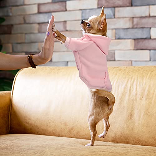 Gootailor Pet Clothes For Small Dogs Cute Puppy Hoodies Blank Doggie Sweater Warm Sweatshirt Pink Large #TOP4