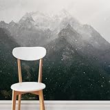 XLMING Retro Hohe Berge Nebel Schneeflocken Schneelandschaft Hochebene 3D Tapete Premium Strukturierte Seide Speisesaal Arbeitszimmer Wohnzimmer Schlafzimmer Sofa TV Wand-150cm×105cm