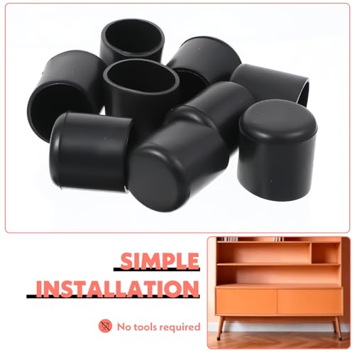 Image of 10 Pcs Rubber Chair Leg Floor Protectors,Round Rubber Chair Leg Caps,Black Chairs Foot Covers for Metal Tubing,Round Desk Chairs Legs,Glide Protection(3 /4 inch /19 mm)