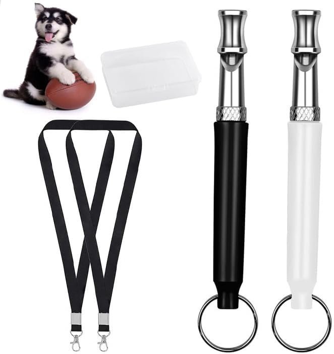 AWAVM 2 Pack Dog Whistle, Dog Whistles for Recall, Ultrasonic Stop