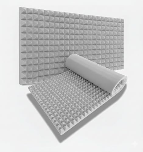 Image of Pyramid Soundproofing Studio Acoustic Foam (1 Sheet / (6'x3')) - 2 Inches Inches High Density, Soundproof Foam, Noise Reduction,Echo Absorption (Grey, 1 Sheet / (6'x3'))