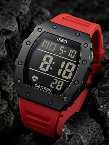 Image of V2A Digitron Tonneau 2118 Sports Watch for Men & Boys | Rugged Design | Big Dial | Alarm, Stopwatch, 12 /24H | 3 ATM Water Resistant | Luminous Display | Sports, Fitness, Outdoor & Training | Gifts for Men & Boy