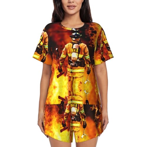 T-shirt noir EdWal imprimé flammes pompiers mode urbaine et streetwear
