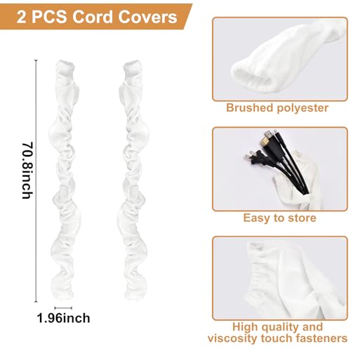 Image of Chandelier Chain Cover 2 Pack Touch Fasteners White 70.8inches,Brushed Polyester Fabric Chain Sleeve for TV Cord Cover Decorative Wall Cord Hider Easy Install Convenient for Wire Management