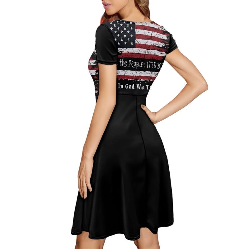 Image of Irisjudy T Shirt Dress for Women Short Sleeve Girls Short Sleeve Dress Plus Size, O Neck Knee Length Midi Dress for Ladies