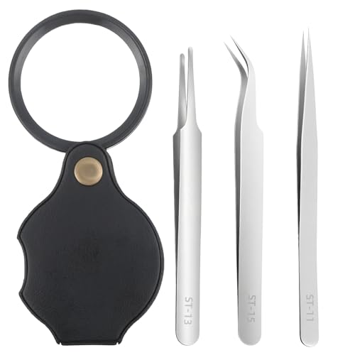 3 pinzas de precisión de acero inoxidable, antiestáticas de acero inoxidable, pinzas de punta curvada, pinzas puntiagudas, pinzas de modelismo, herramientas para ordenadores, electrónicos, joyas