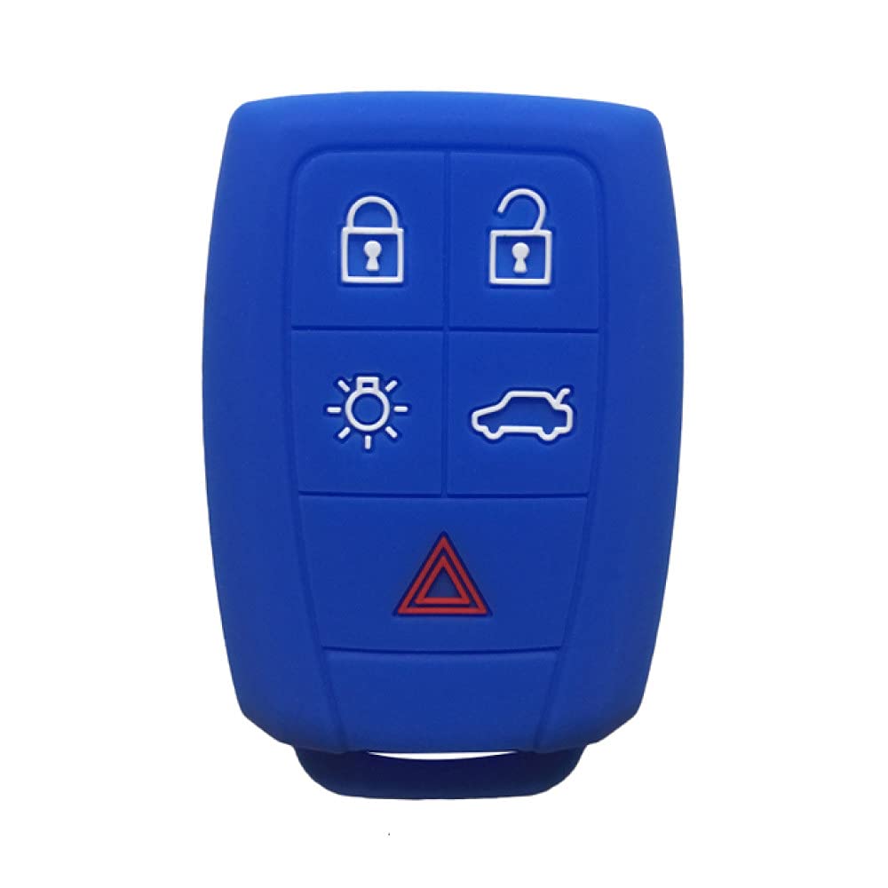 YJADHU Silicone Key Cover Car Key Cover Keychain Remote Control, Fit For Volvo Xc90 V50 S40 C70 S60 D5 C30 Key Case Funda Llaves,Blue