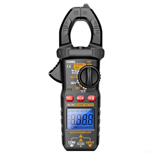 CM86 Digital Multimeter with 600A AC/DC Clamp Meter, NCV Voltage Detector, 6000-Count Backlit LCD, Auto-Ranging & Data Hold, for Electrical Testing and Automotive Diagnostics