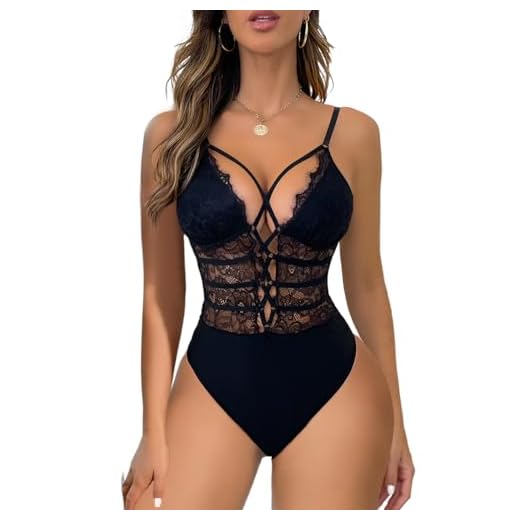 Dasongff Damen Reizwäsche Sexy Spitzen Teddy Unterwäsche Strapsen Negligee 3-TLG Nachtwäsche Nachthemd Lingerie Transparente Babydoll Spitze BH und Slip mit Strapsgürtel-Dessous 4 Buitifo Damen Sexy Bodysuit Lingerie für Frauen Eyelash Teddy Dessous One Piece Bodys Unterwäsche (B,XL)