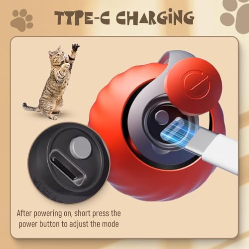 Upgrade Speedy 3.0 Tail Cat Toy, 2026 New Speedy Tail Interactive Cat Toy for Indoor Cats, USB Rechargeable Automatic Moving Smart Cat Toys Ball with Tail Two Speed Adjustment (Blue+Orange, 2PCS)
