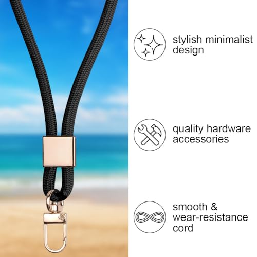 Vicloon Schlüsselband Lang, Nylon Lanyards mit karabiner, Schlüsselbänder Umhängebänder mit Drehbarem Metallclip Abnehmbare Neck Lanyard Langes Handgelenk Paracord(Schwarz)