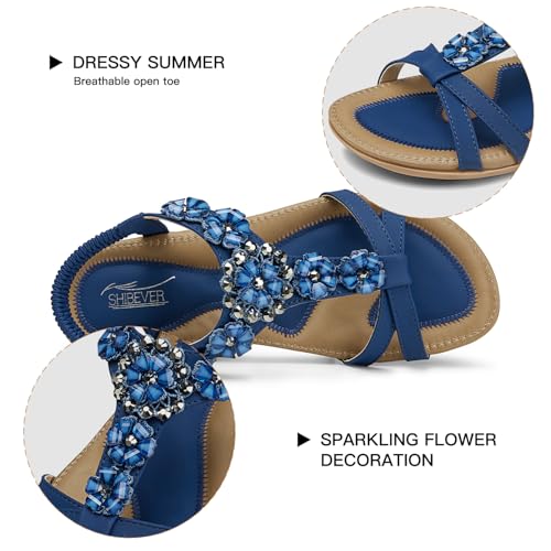 Image of SHIBEVER Dressy Flat Women Sandals: Comfortable Arch Support Womens Sandal